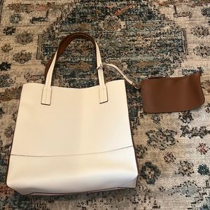 White and brown tote bag. New with tags.